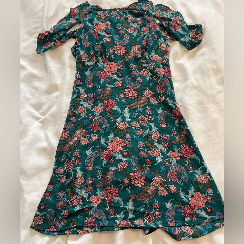 Off the shoulder green/floral dress